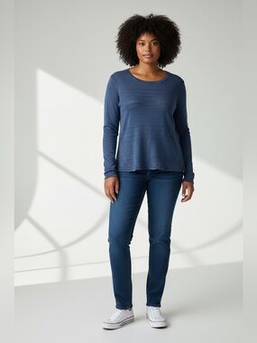 Torrid Long Sleeve Pointelle Sweater // Blue // 00